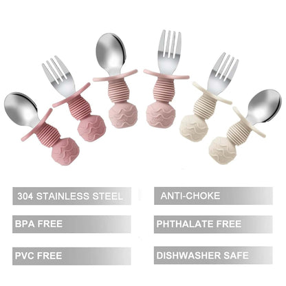 PandaEar 6 Pack Stainless Steel Toddler Spoons and Fork Feeding Set