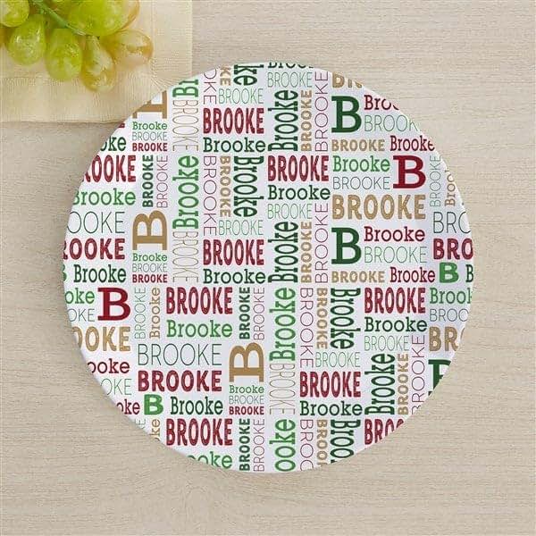 Personalization Universe Christmas Repeating Name Personalized Kids Plate (photo 2)