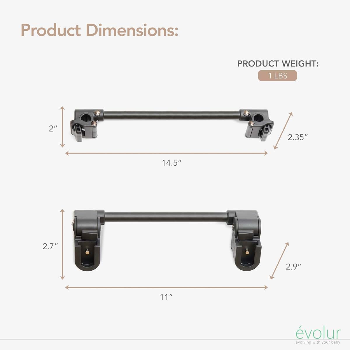 Evolur Cruise Rider Twin Connector For Tandem Stroller Setup (photo 2)