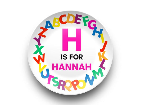 Mardonyx Personalized Alphabet Plate with Customized Name and Colorful ABC Design