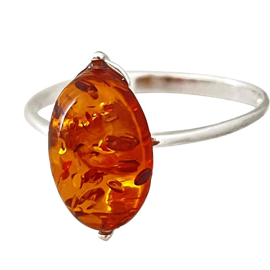 Gift Shoppe By Nina Cognac Amber and Sterling Silver Statement Ring