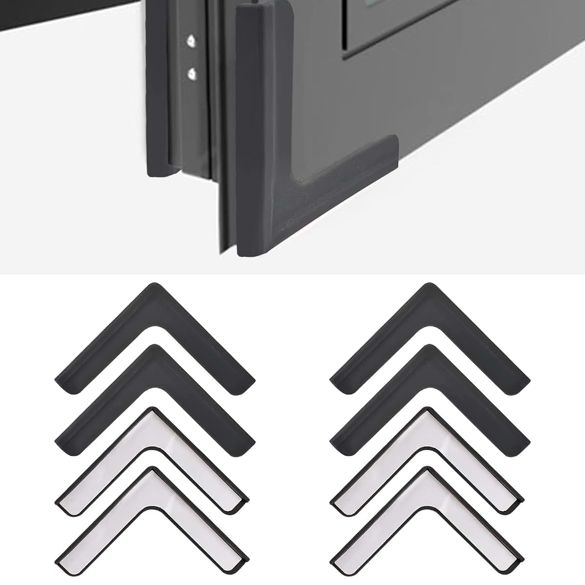 UFURMATE Window Corner Guards, 8-Pack L-Shaped Silicone Bumper Edge Protectors, Black