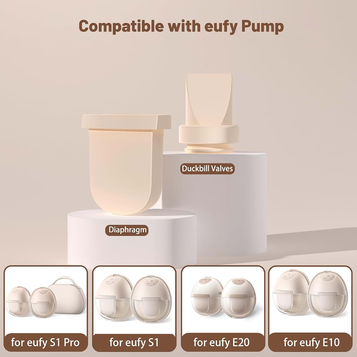 Wevedk Duckbill Valves and Diaphragms for Eufy Wearable Breast Pumps, 6 Pieces