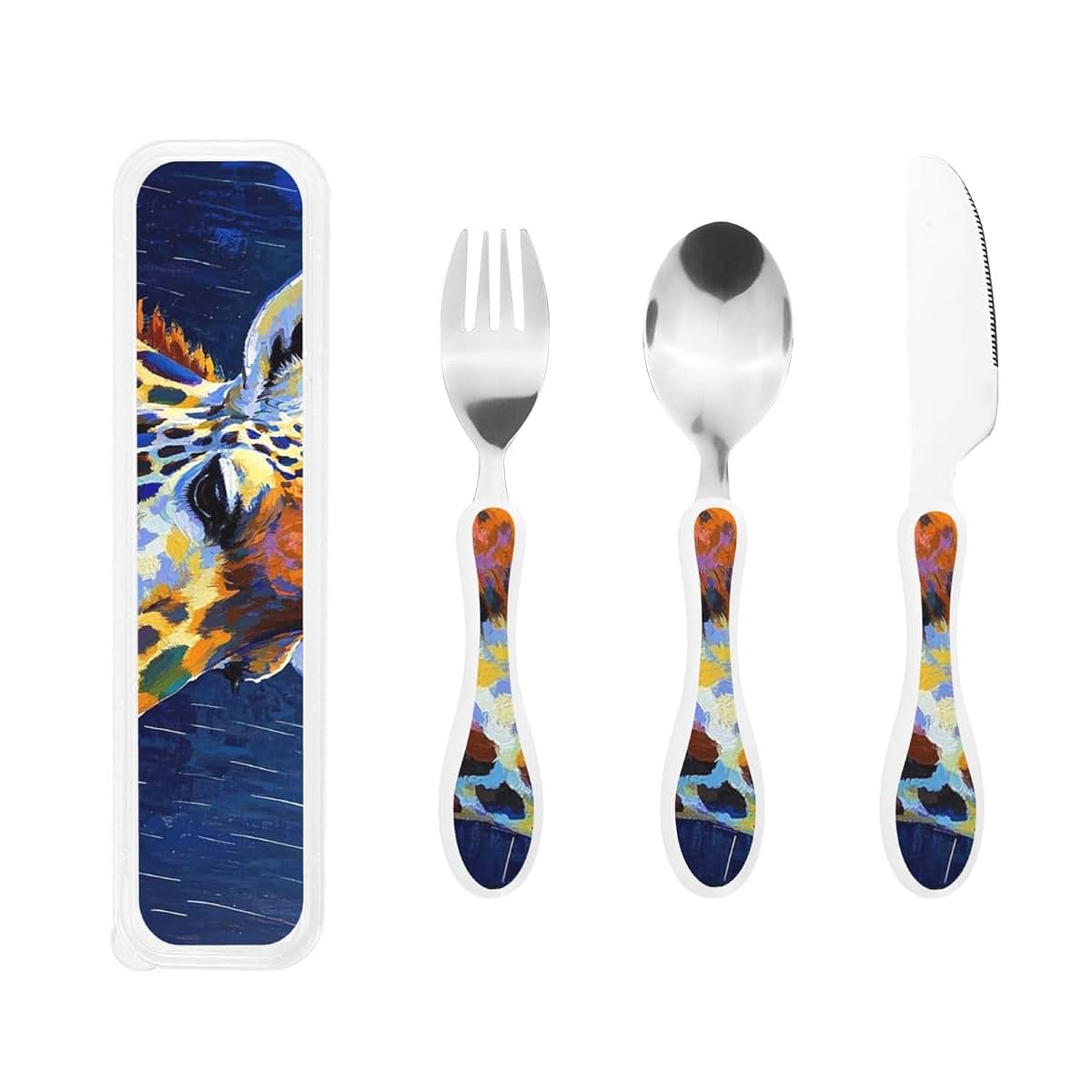 DDTKLSNV 3-Piece Kids Silverware Set With Storage Case, Stainless Steel Reusable Children Safe Knife Spoon Fork Set
