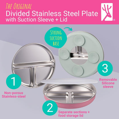 Elk and Friends Divided Plates with Suction Sleeves