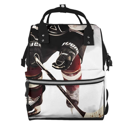 OUSIKA Ice Hockey Pattern Print Diaper Bag Multifunction Laptop Backpack Travel Daypacks Large Nappy Bag, Black, One