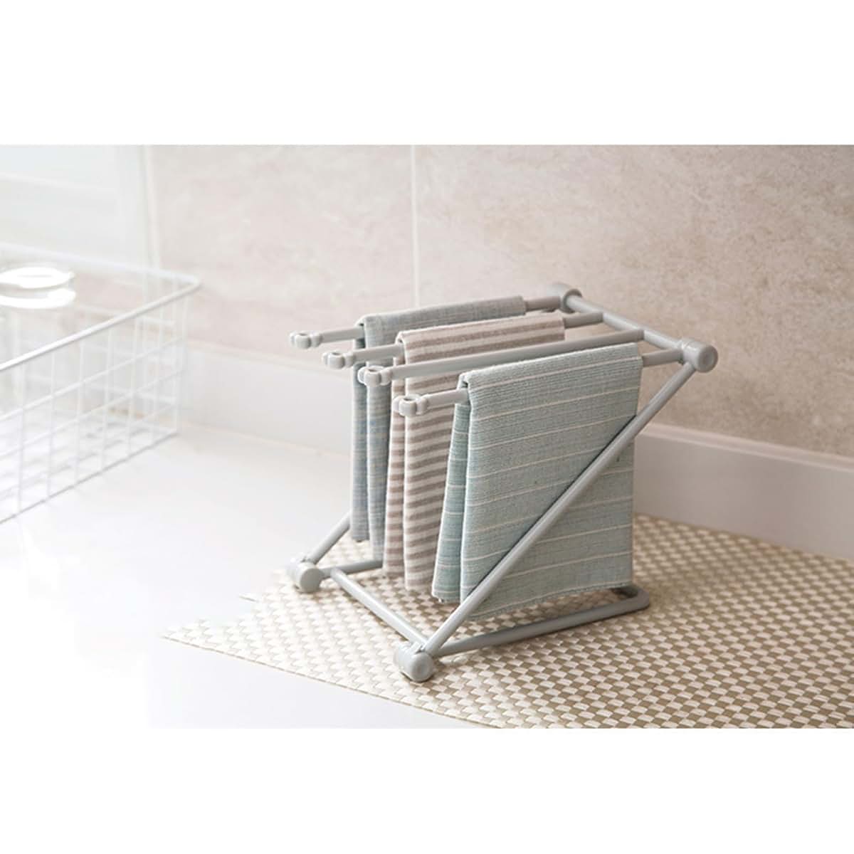 SUNGOOYUE Clothes Drying Rack, PP Folding Towel Drying Rack with Vertical Washcloth Holder, Portable Dish Cloth Storage (photo 3)
