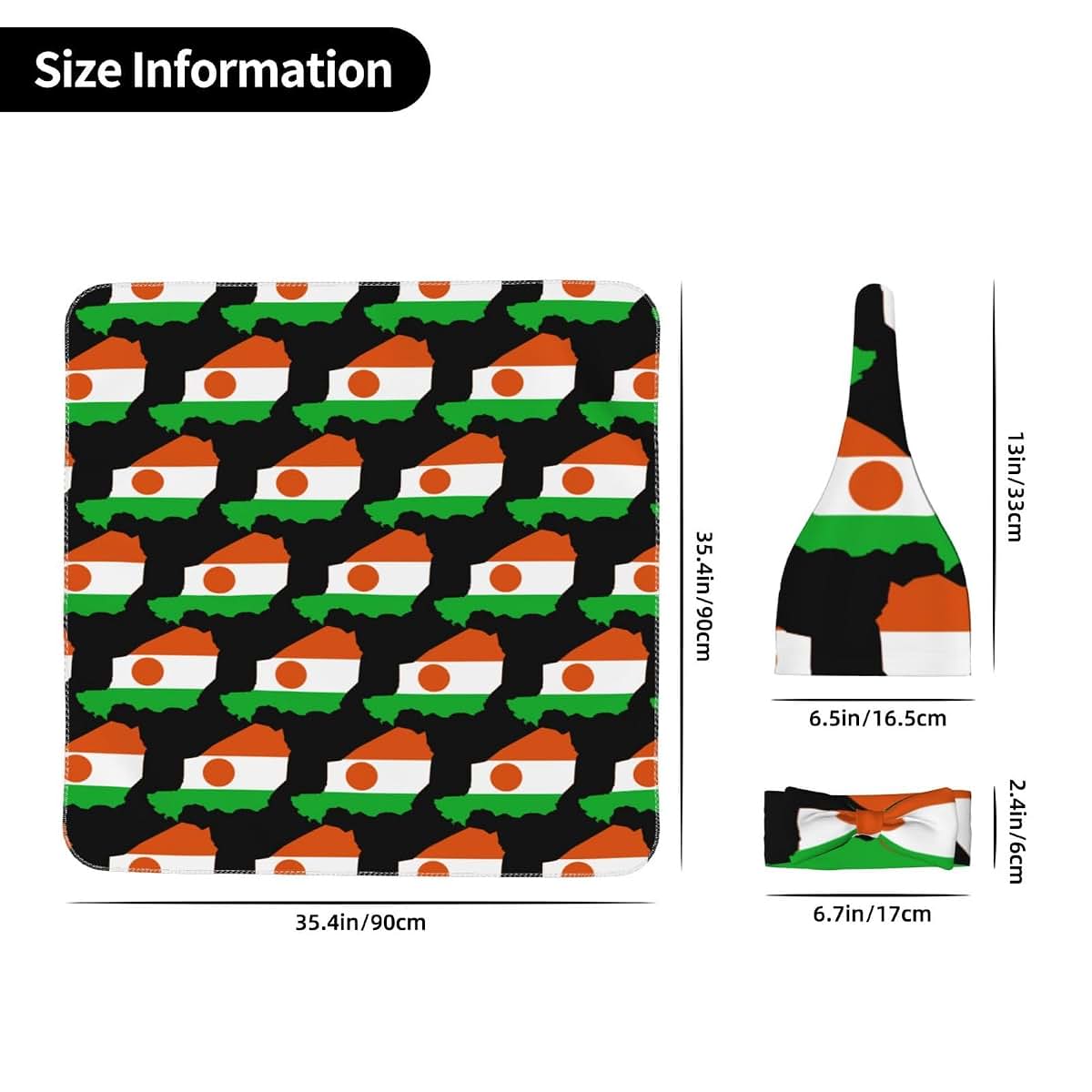EWRFSG Flag of Niger Map Newborn Baby Swaddle Blankets Beanie Hat Headband Sets,Swaddle Sack (photo 4)