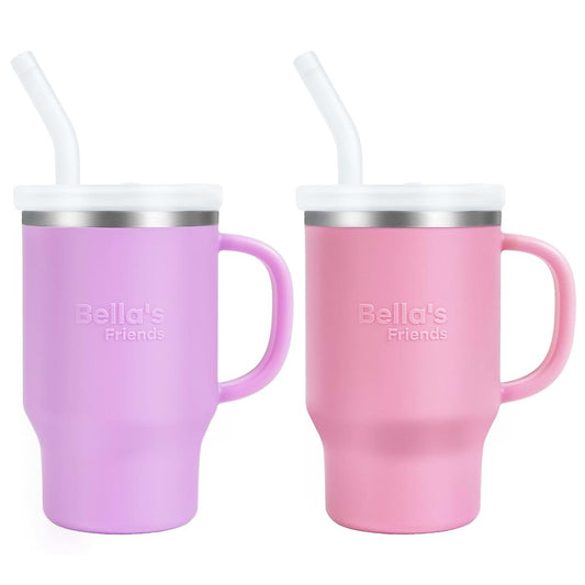 Bella's Friends Life Sippy Cups for Toddlers 1-3, 9oz Stainless Steel Toddler Tumbler with Handle, 2 Pack