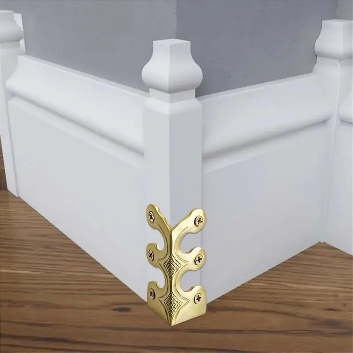 HongJP Skirting Board Corner Protectors 4pcs Baseboard Corner Protectors Antique Decorative Protector Cover Solid Brass (photo 3)