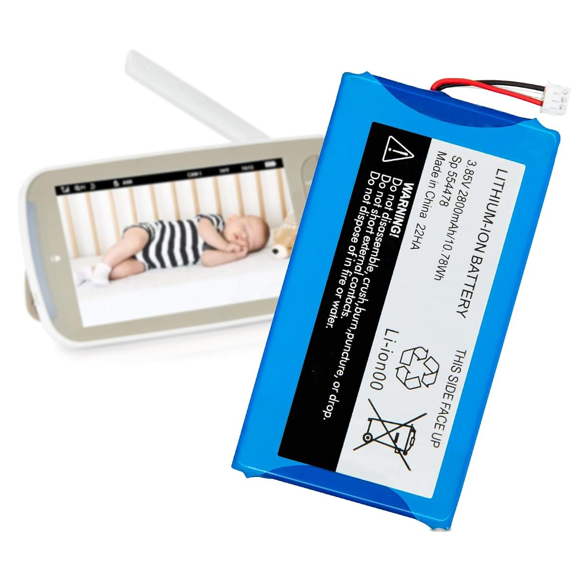 BabyOneStop 2800mAh Replacement Battery For Infant Optics DXR-8 PRO