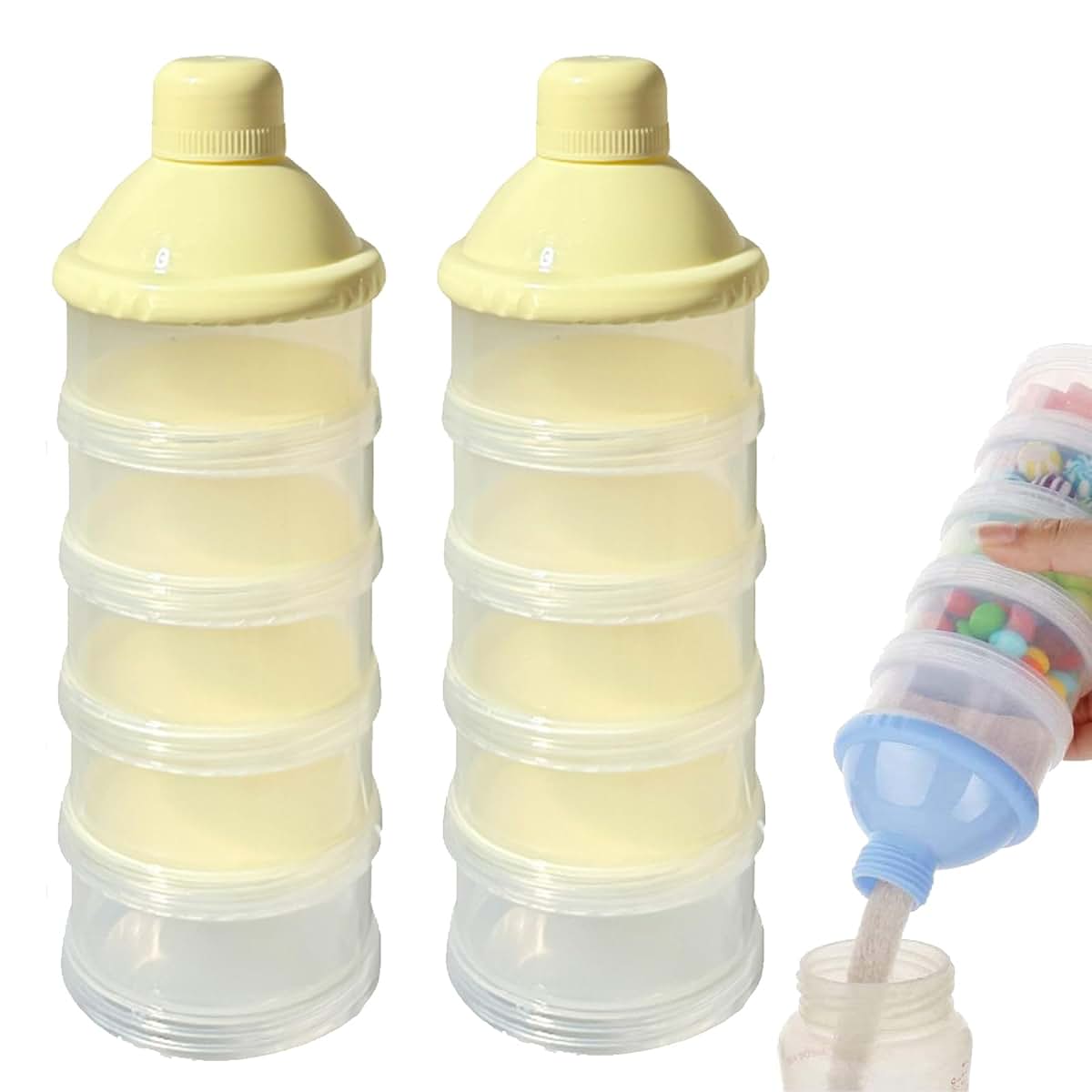 Manwetye 2-Pack 5-Layer Baby Formula Dispenser, Yellow