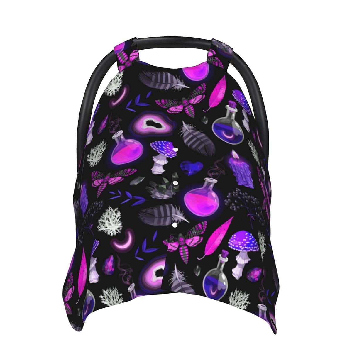 CAYKWVZ Gothic Magic Witch Witchy Trippy Purple Mushrooms Baby Car Seat Canopy Cover Multi Use Shower Gift, Nursing (photo 2)