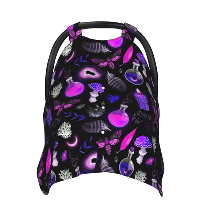 CAYKWVZ Gothic Magic Witch Witchy Trippy Purple Mushrooms Baby Car Seat Canopy Cover Multi Use Shower Gift, Nursing (photo 2)