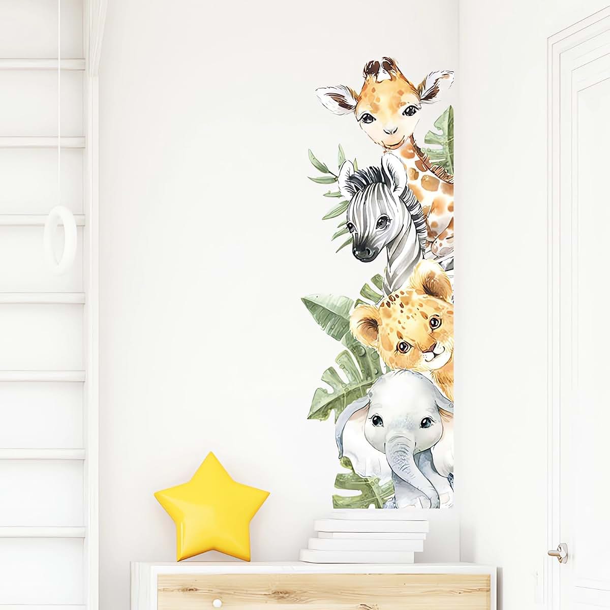 sacinora Watercolor Jungle Animal Wall Stickers for Nursery and Kids Room