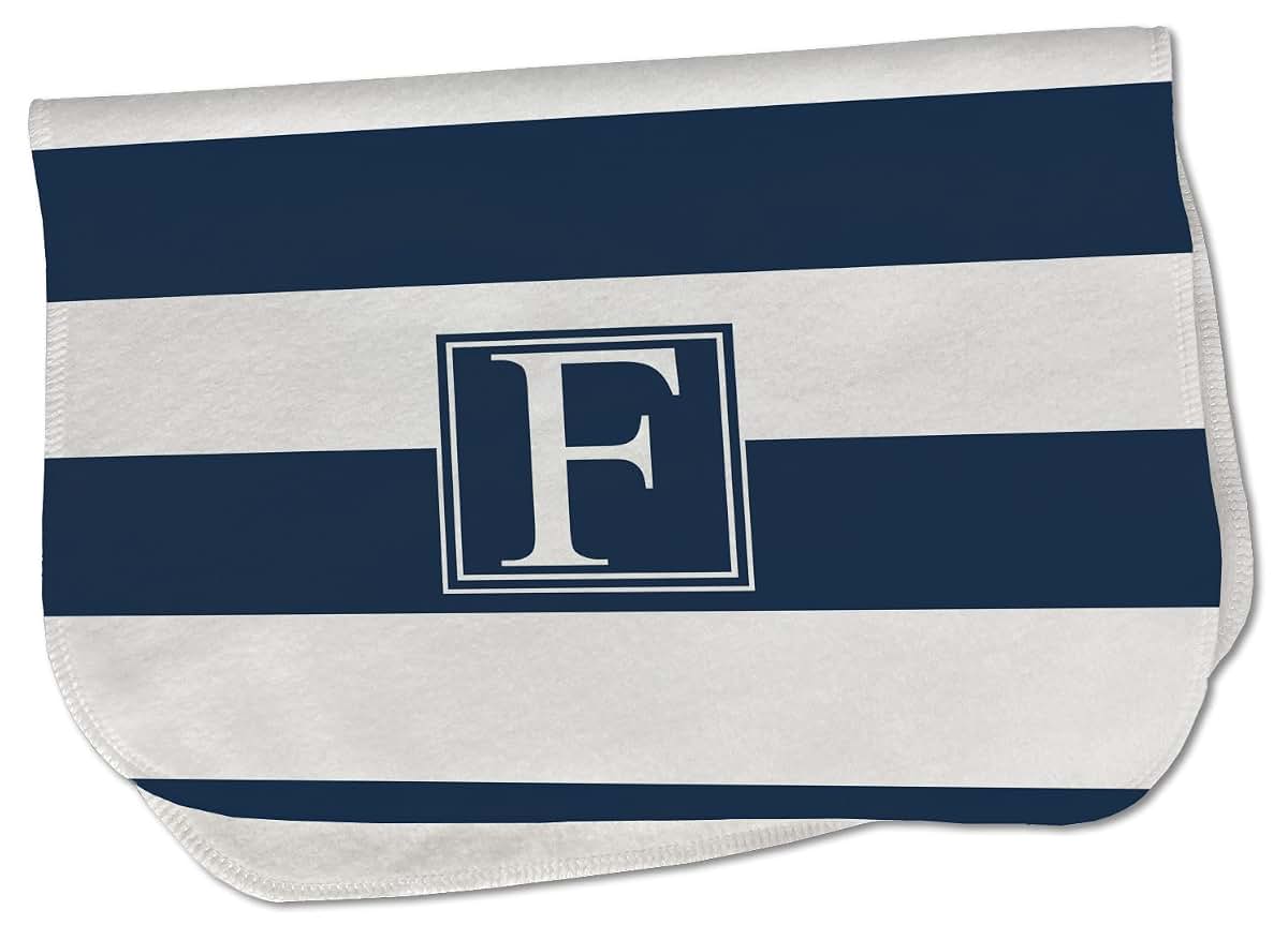 Baby Milano Personalized Horizontal Stripe Burp Cloth - Fleece w/Initial