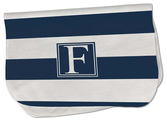 Baby Milano Personalized Horizontal Stripe Burp Cloth - Fleece w/Initial