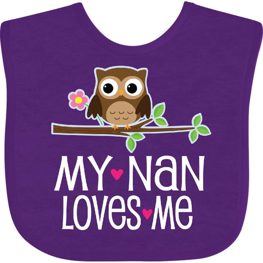 Inktastic My Nan Loves Me Owl Baby Bib