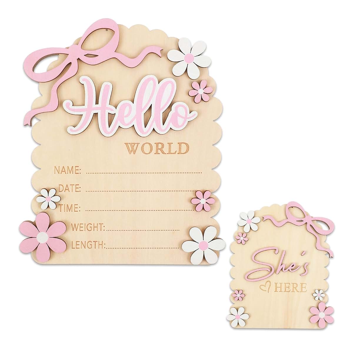 Matwsec Hello World Newborn Sign | Customizable Baby Name Announcement Prop