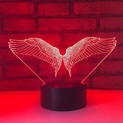 Jinnwell 3D Angel Wing Night Light Lamp Illusion Night Light 7 Color Changing Touch Switch Table Desk Decoration Lamps