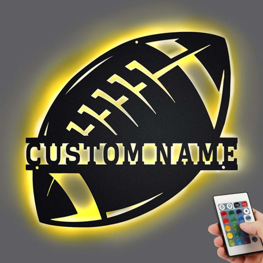 Amabery Personalized Wooden LED Wall Hanging Football Sign