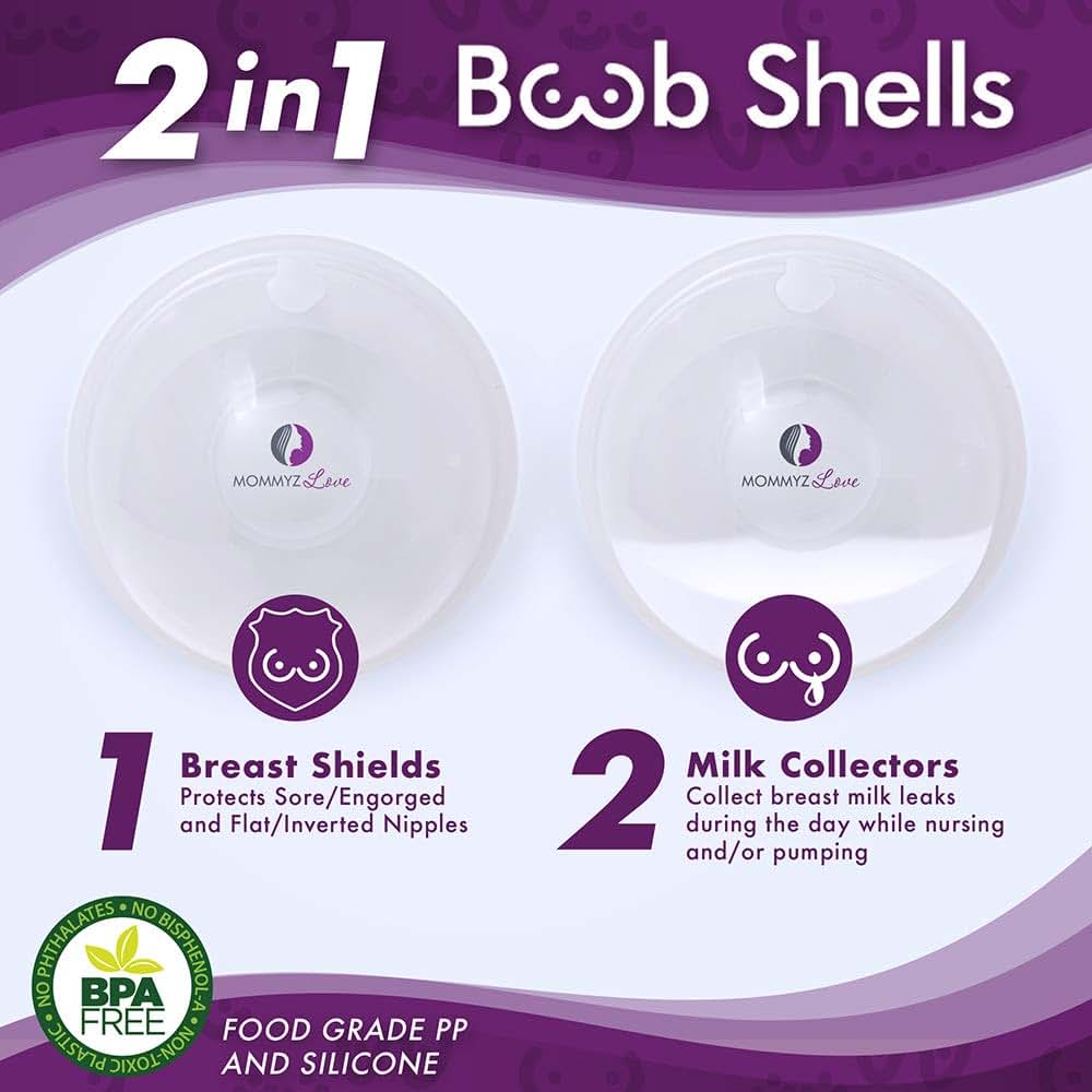 Mommyz Love Breast Shells & Milk Catcher with Plugs, 2 Pack