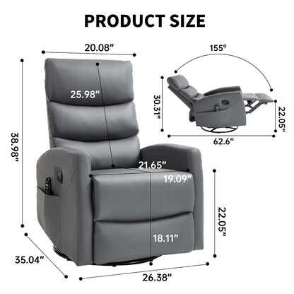 BabyOneStop Rocker Recliner Chair with 360° Swivel, Massage and Heat