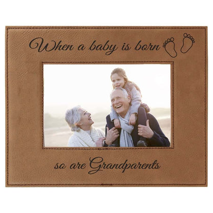 CustomGiftsNow When a Baby is Born so are Grandparents Laser Engarved Faux Leather Dark Brown Leatherette Wall