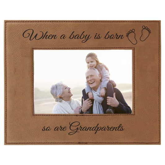 CustomGiftsNow When a Baby is Born so are Grandparents Laser Engarved Faux Leather Dark Brown Leatherette Wall