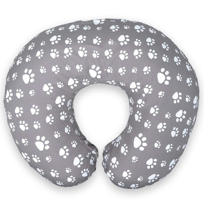 Mommy Leche Nursing Pillow Cover, Soft Water Resistant Machine Washable Polyester, Grey Paw Print