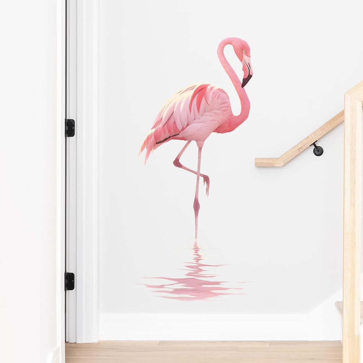 RoyoLam Pink Flamingo Bird Wall Decal, Removable PVC Vinyl Peel and Stick, 2 Sheets