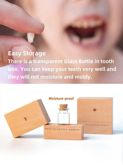 iwoohome Wooden Tooth Fairy Keepsake Box with Glass Bottle (photo 2)