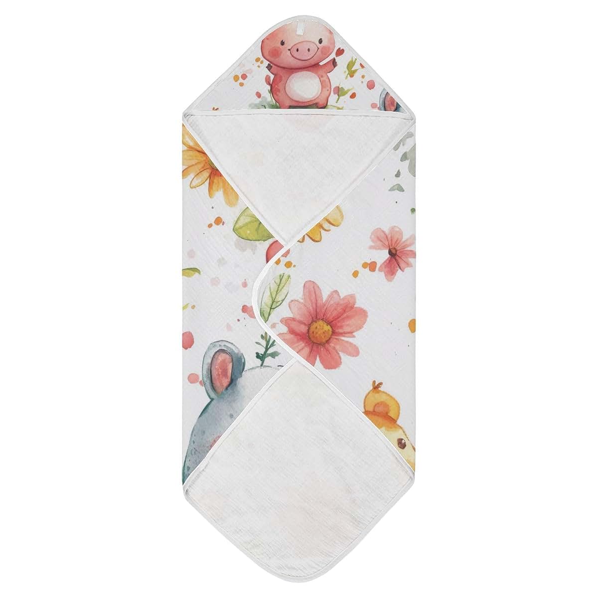 Msyxl Cartoon Pig Hooded Bath Towel - Absorbent Muslin Cotton for Babies