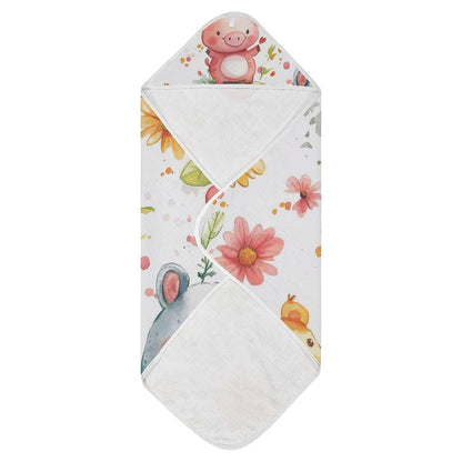 Msyxl Cartoon Pig Hooded Bath Towel - Absorbent Muslin Cotton for Babies