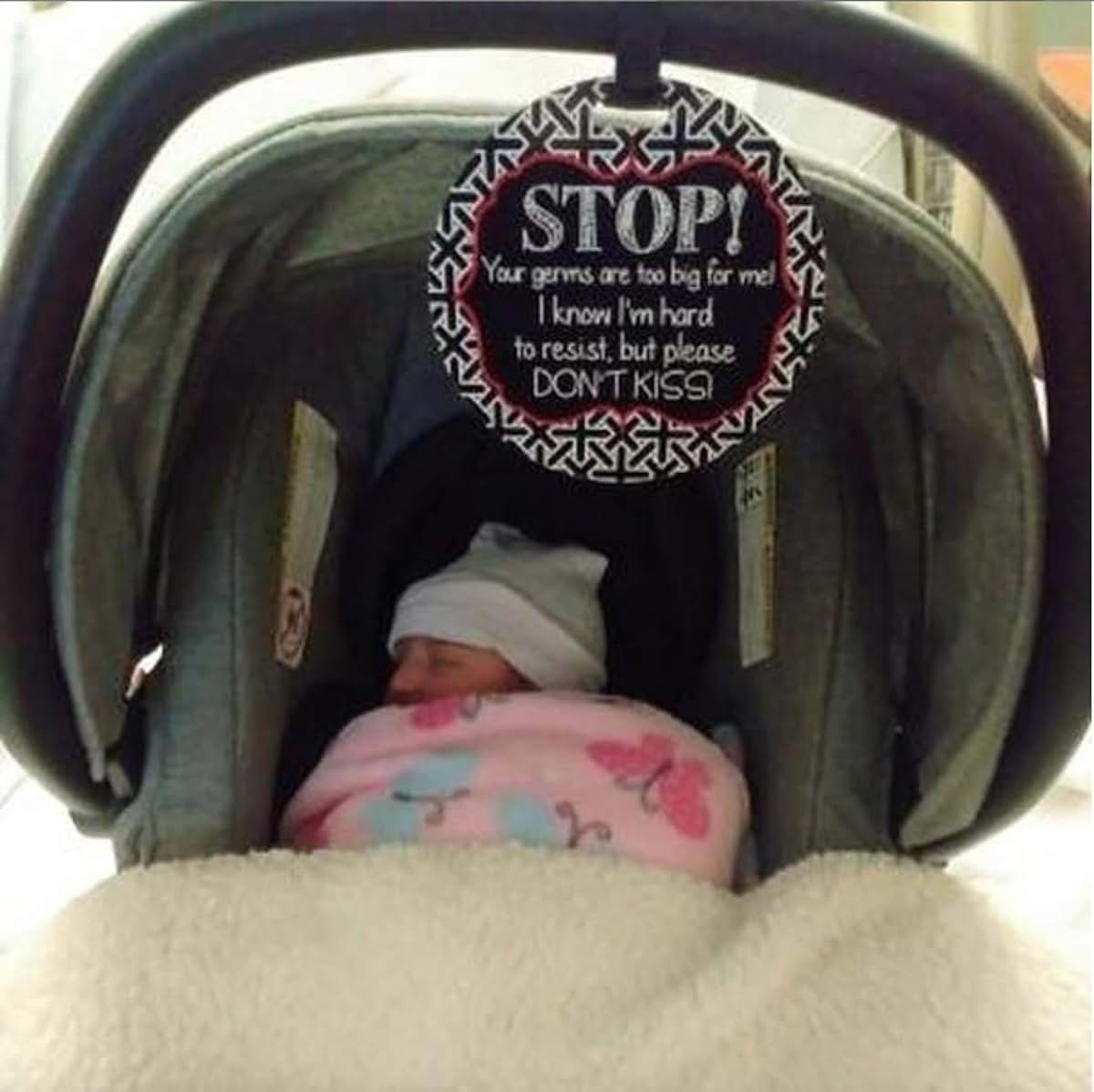 Three Little Tots No Kissing Baby Car Seat Sign And Stroller Tag