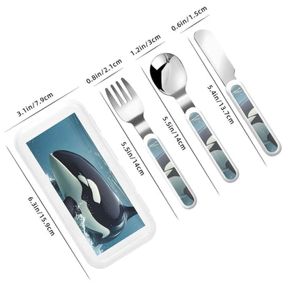 LHDGBNV Stainless Steel Kids Silverware Set With Orca Whale Design (photo 2)