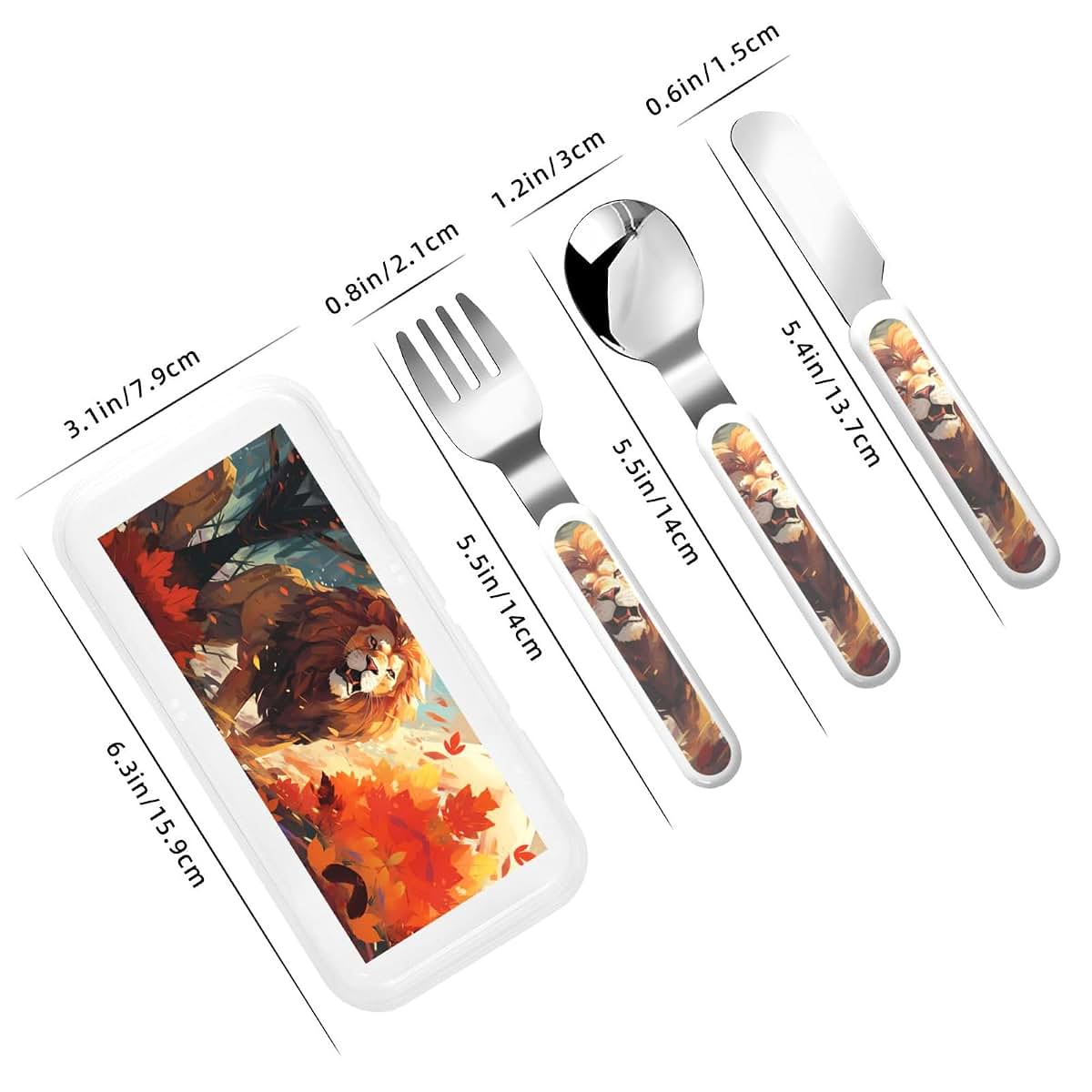 WZYCWB Standing Lion Pattern Tableware Set 3-Piece Set Kindergarten Tableware Outdoor Picnic Portable Tableware (photo 2)