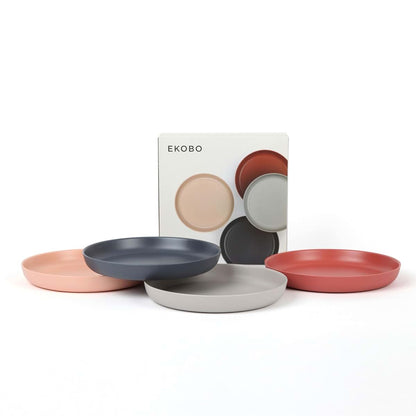 EKOBO Bamboo Kids Plates Set Scandi - 4 Reusable 7 Inch Plates