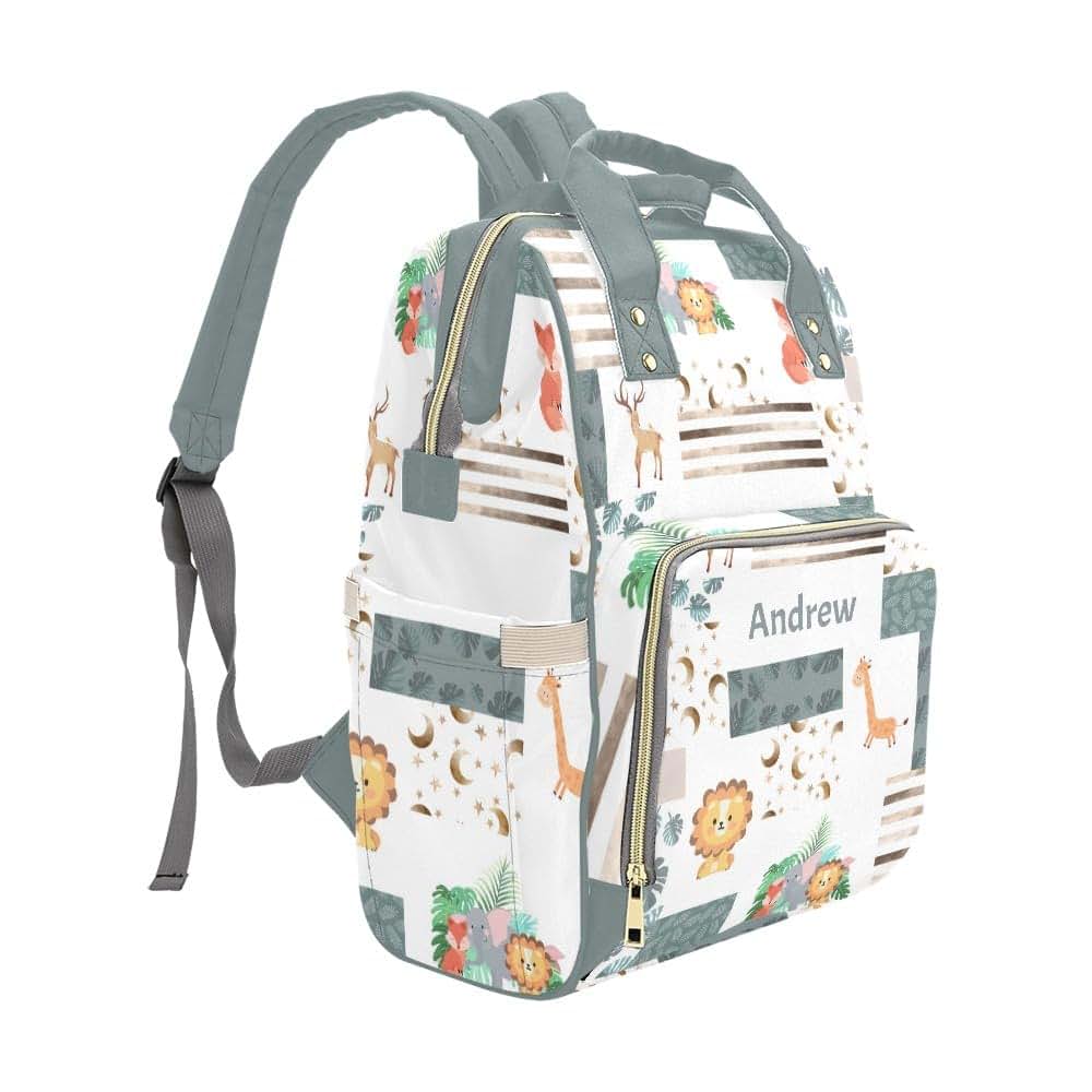YallLocoMo Personalized Jungle Animal Diaper Bag Backpack Large Capacity (photo 3)