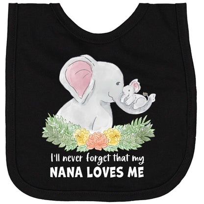 Newborn Bib - Cute Elephant Family Nana Loves Me Design