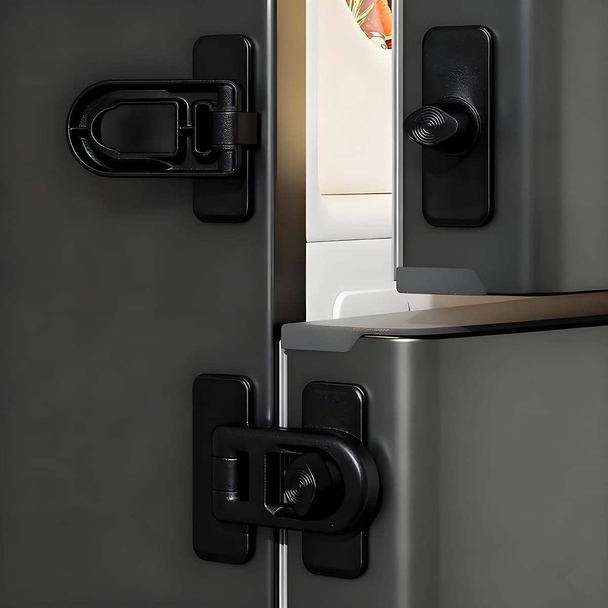 Cabinet Locks 4 Pack Adhesive No Drill Black
