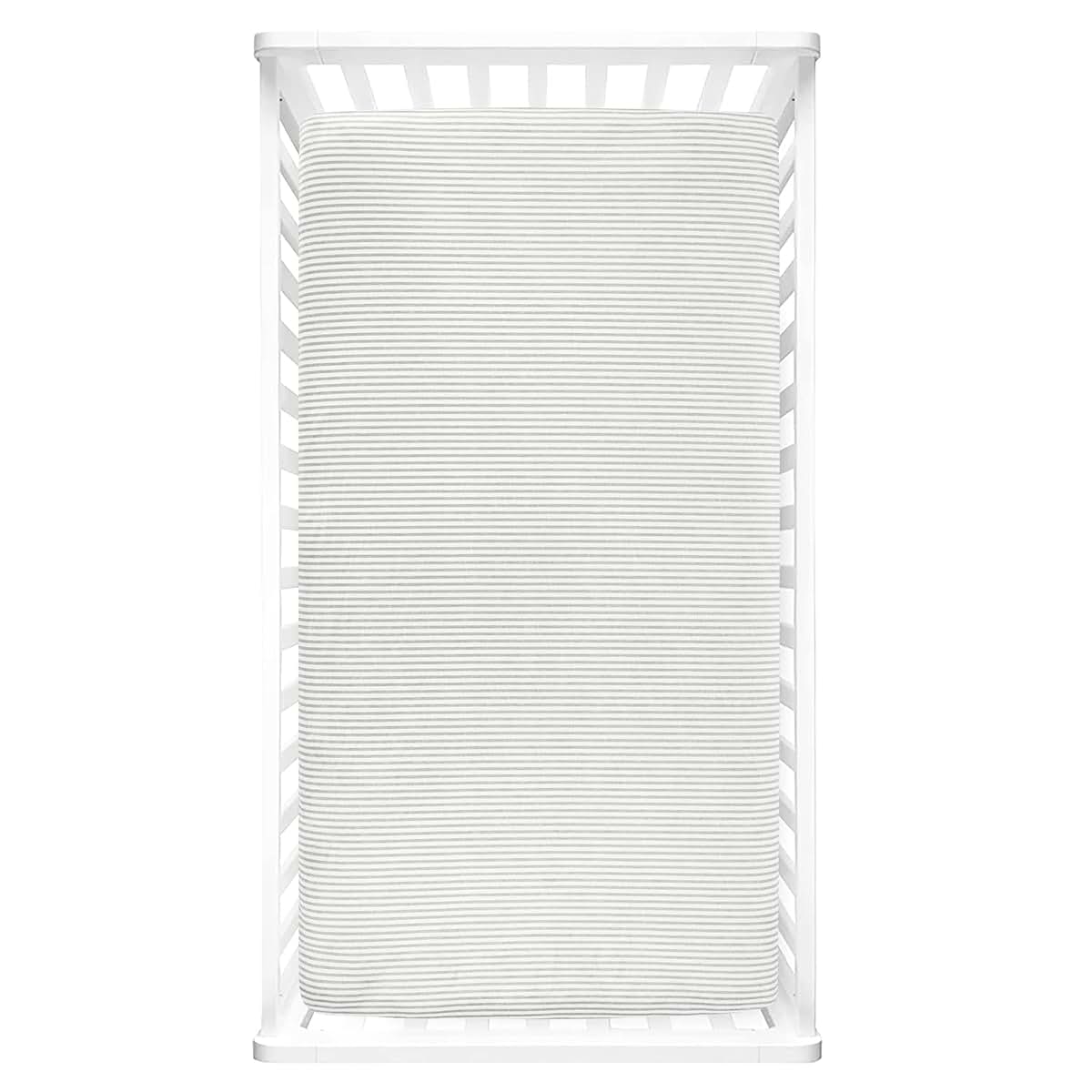 Lush Decor Baby Stripe Soft & Plush Fitted Crib Sheet, 52"x 28" x 9", Gray & White (photo 2)
