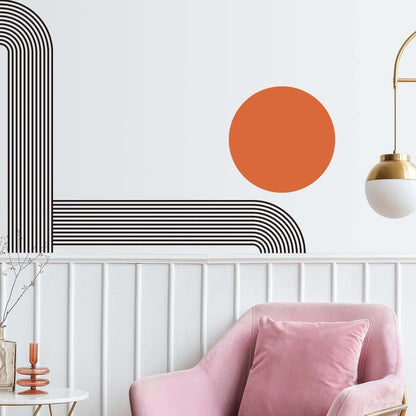 Drwssr Round Sun Boho Wall Decal Geometric Sticker (photo 3)