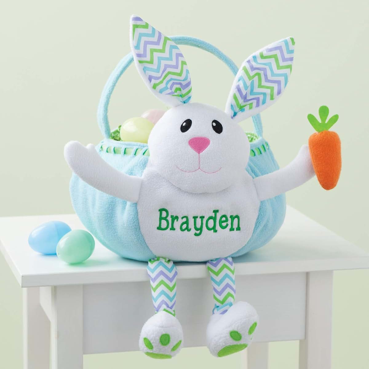 Personalized Planet Personalized Plush Easter Bunny Basket, Blue (photo 2)