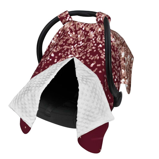 RAAPSBRW Burgundy Rose Gold Blush Pink Glitter Baby Car Seat, Rain Shelter, Multifunctional Nursing Cover for Newborns