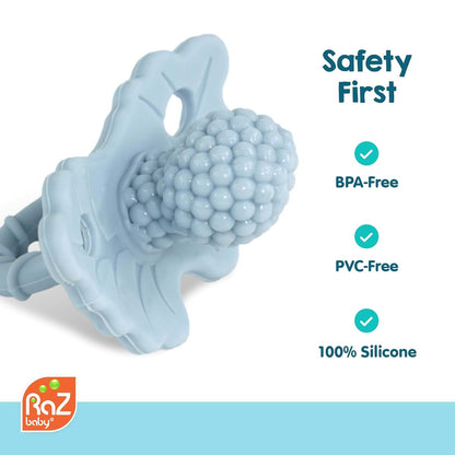 RaZbaby RaZberry Silicone Teether Pacifier for Infants (2 Pack)