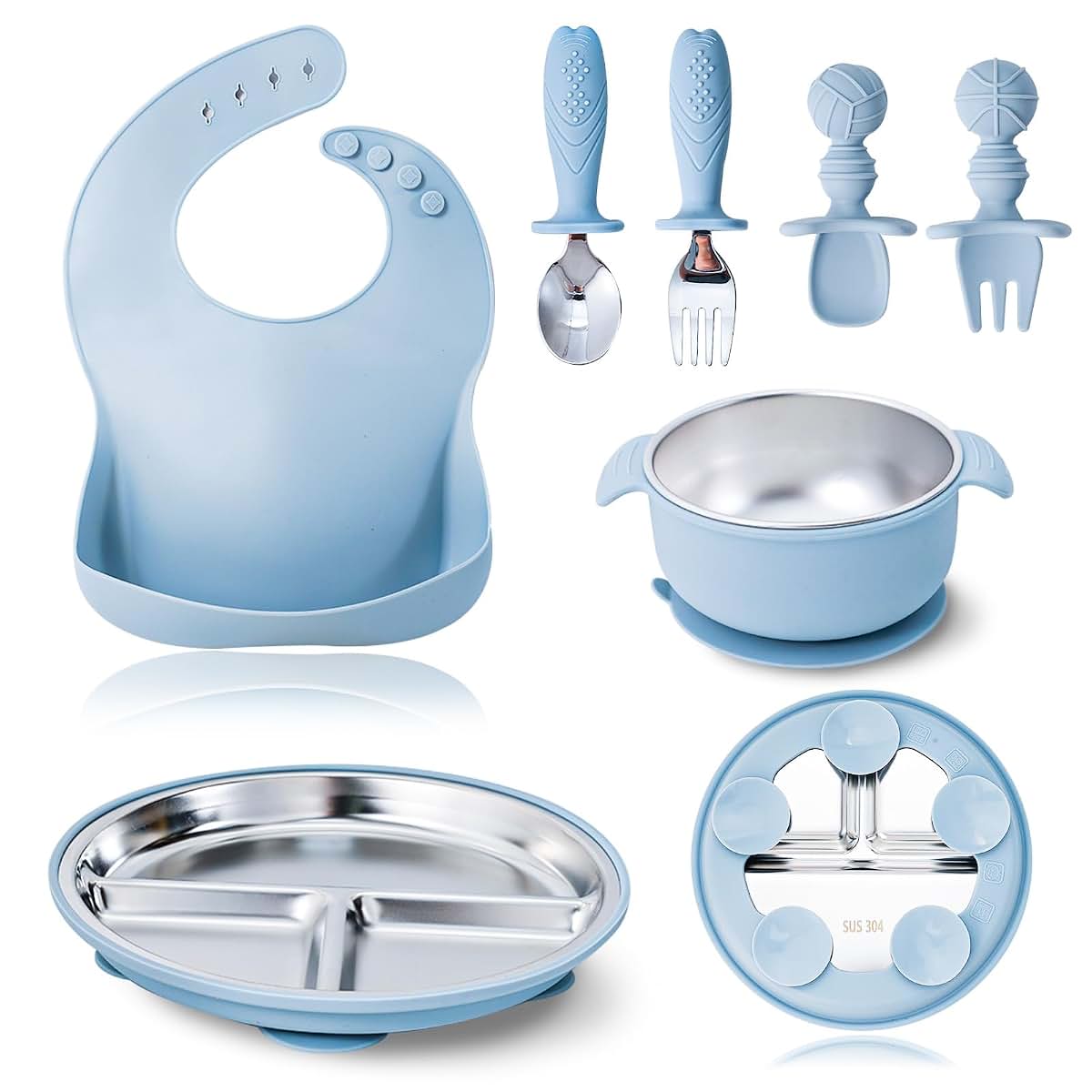 Stainless Steel Baby Feeding Set | 7 Pieces for Toddlers & Babies