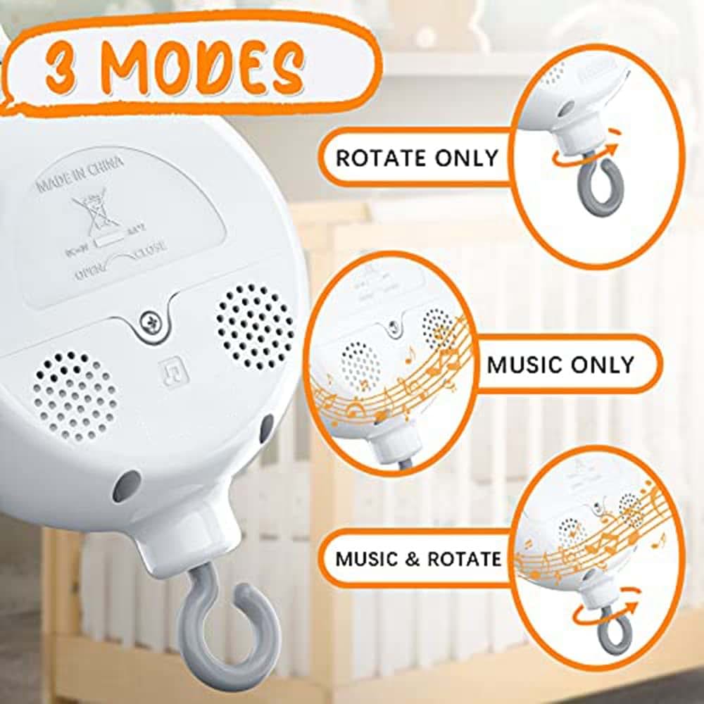 Crib Mobile Music Box with Volume Adjustment and Lullabies