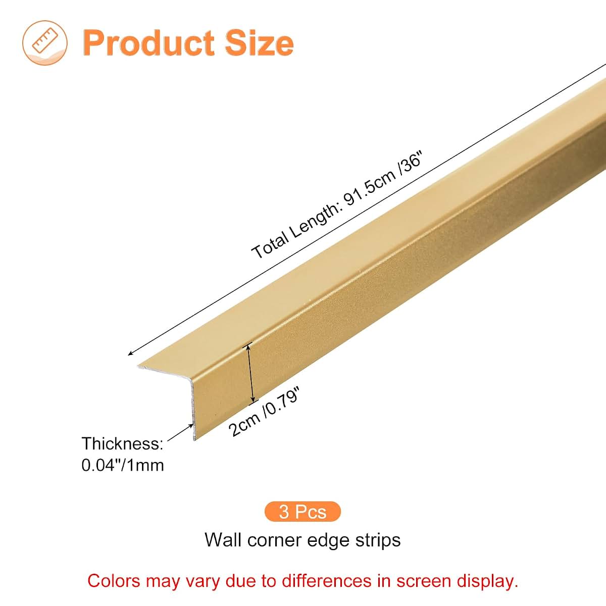 Uxcell 3-Piece Wall Corner Protector Self-Adhesive Aluminum Alloy