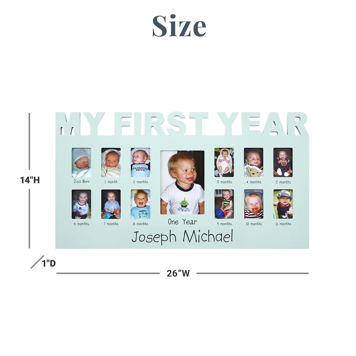 Let's Make Memories Personalized Baby's First 12 Months Photo Frame - Blue
